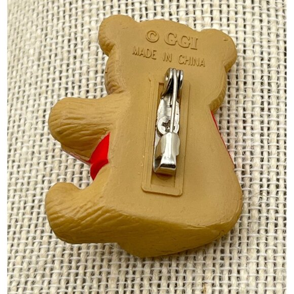 Cute Teddy Bear Brooch Pin with Love Letter Valentines Day Gibson Greetings - Picture 2 of 6